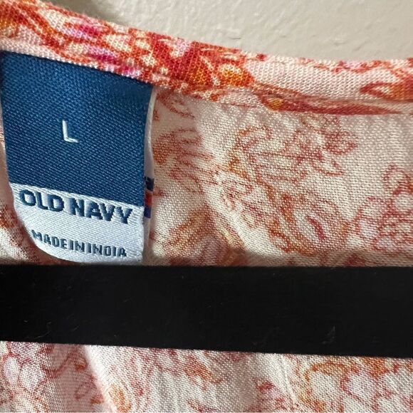 Old Navy Waist-Defined Orange Red Crepe Side-Cutout Floral Maxi Dress Large - Picture 5 of 10